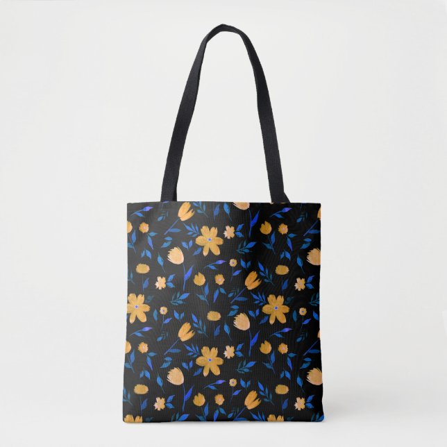 Tote Bag Fleurs d'aquarelle dessinées à la main et motif fe (Devant)