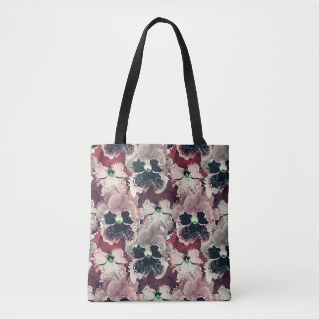 Tote Bag Fleurs d'aquarelle rose, bordeaux (Devant)