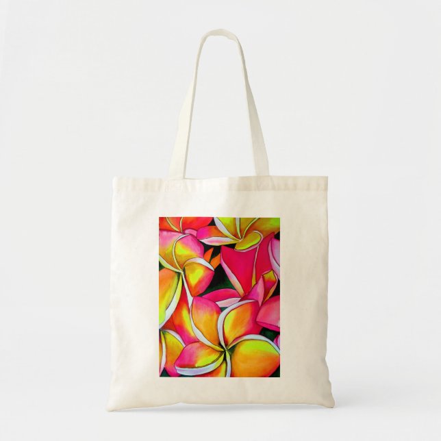 Tote Bag Fleurs d'art de plage de frangipanier Plumeria ros (Devant)