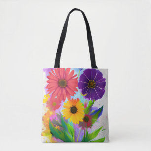 Tote Bag Fleurs d'art pop colorées