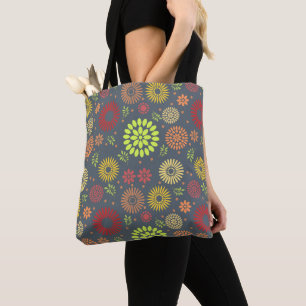Tote Bag Fleurs d'automne colorées dans des tons chauds