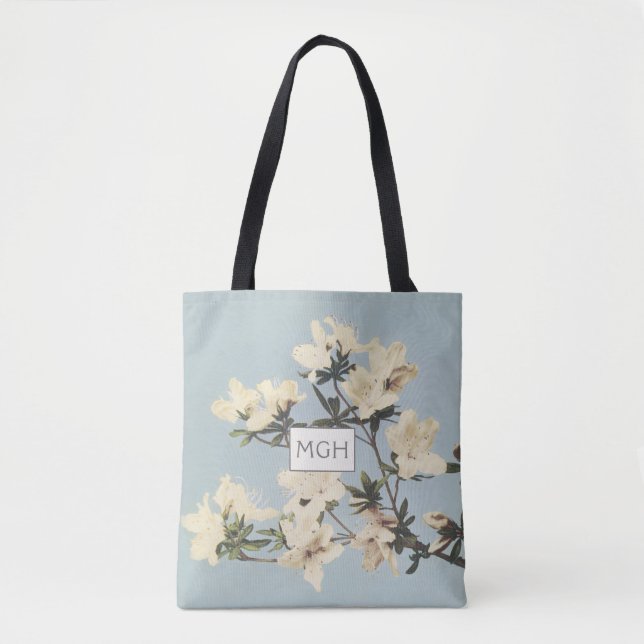 Tote Bag Fleurs de azalée crème Monogramme (Devant)