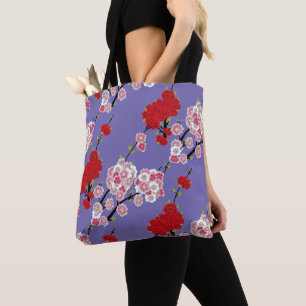 Tote Bag Fleurs de cerises japonaises rouges au printemps r