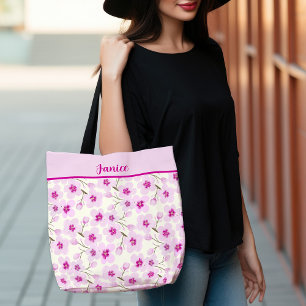 Tote Bag Fleurs De Cerisier Aquarelle Et Crème