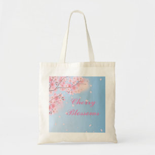 Tote Bag Fleurs de cerisiers roses douces avec votre nom