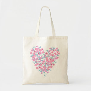 Tote Bag Fleurs de cœur colorées