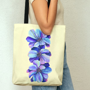 Tote Bag Fleurs de Delphinium Mode Décontracté Chic
