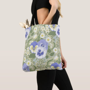 Tote Bag Fleurs de jardin printanier sur sauge