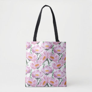 Tote Bag Fleurs De Jardin Roses : Dessiné À La Main Sans Co