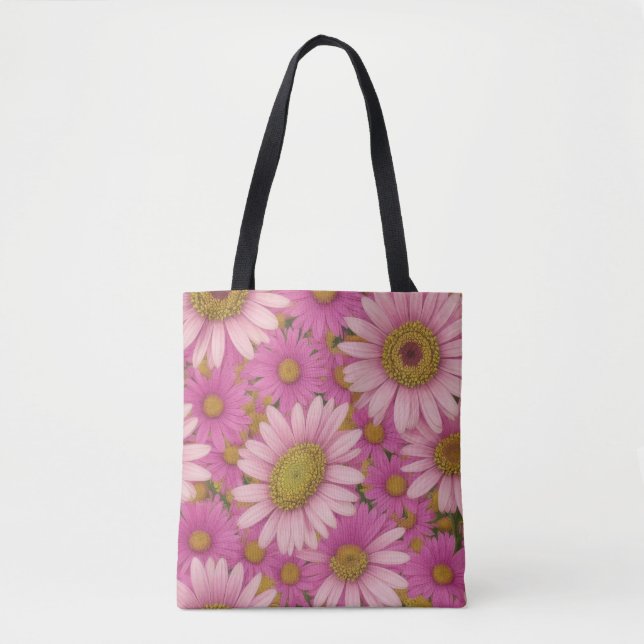 Tote Bag Fleurs de marguerite rose (Devant)