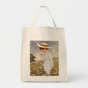 Tote Bag Fleurs de marguerites de cueillette d'enfants anti