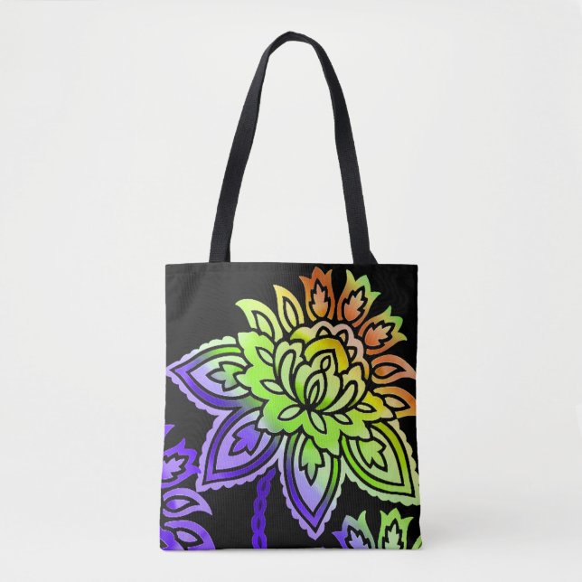 Tote Bag Fleurs de néon (Devant)