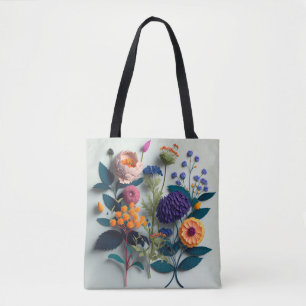 Tote Bag Fleurs de papier coupé coloré