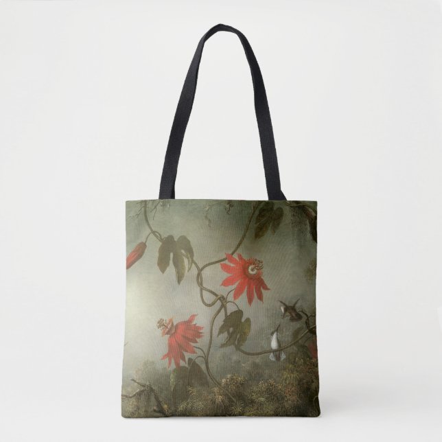 Tote Bag Fleurs de passion et colibris par Martin J Heade (Devant)
