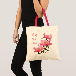 Tote Bag Fleurs de pavot roses Eco Friendly Réutilisable Pe