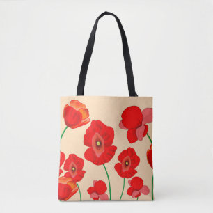 Tote Bag Fleurs de pavot rouge sur l'illustration Arrière -