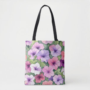 Tote Bag Fleurs de pétunia à l'aquarelle