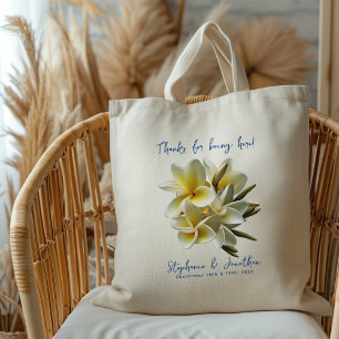 Tote Bag Fleurs de Plumeria Jaune Accueil Mariage