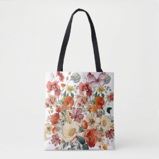 Tote Bag Fleurs de printemps en fleur avec papillons