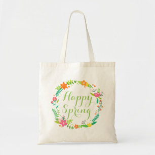 Tote Bag Fleurs de printemps sur mesure Happy Feuille Wreat