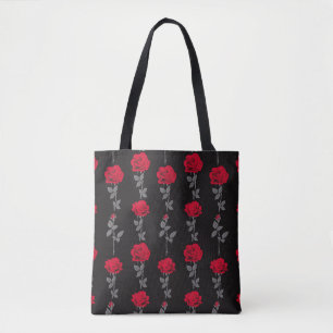 Tote Bag Fleurs de rose rouge motif vintages abstraites