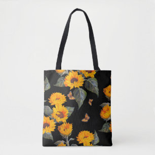 Tote Bag Fleurs de soleil à motifs floraux sans couture sur