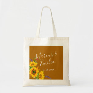 Tote Bag Fleurs de soleil d'automne Mariage personnalisé