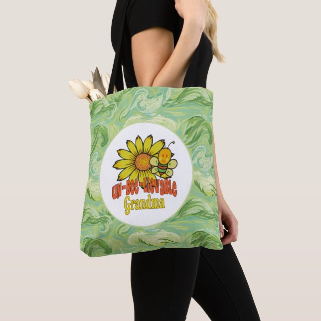 Tote Bag Fleurs de soleil et abeilles de grand-mère (De près)