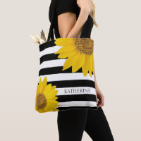 Fleurs de soleil sur bandes noires et blanches Per