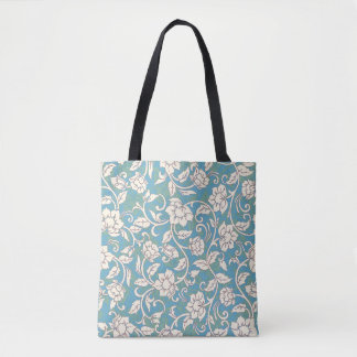 Tote Bag Fleurs de torrents jaunes et bleues