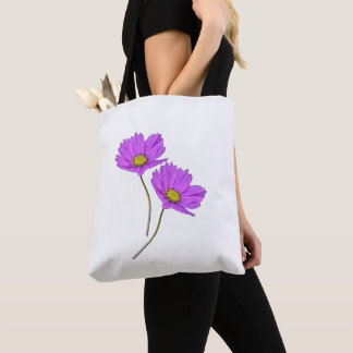 Tote Bag Fleurs Deux Cosmos Violets