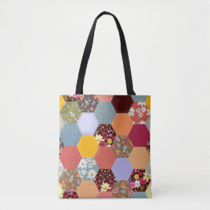 Tote Bag Fleurs d'hexagone colorées Design de revêtement