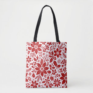 Tote Bag Fleurs d'hiver rouges