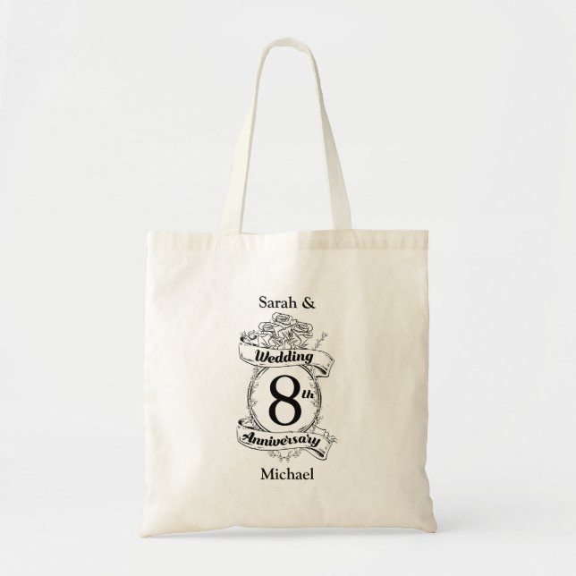 Tote Bag Fleurs du 8ème anniversaire du Mariage (Devant)