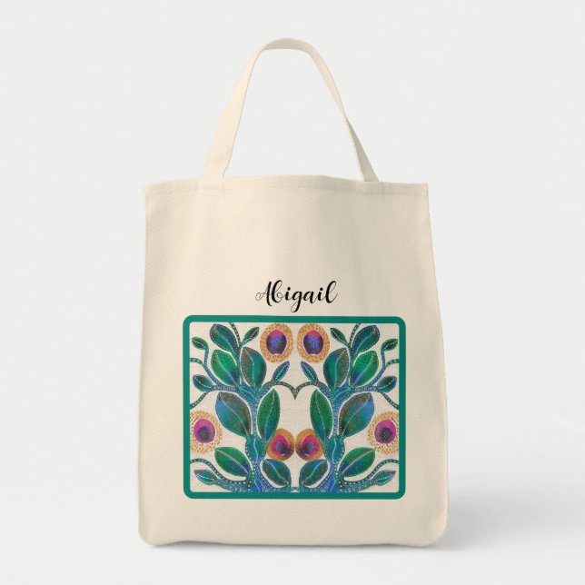 Tote Bag Fleurs du désert, design miroir, personnalisation (Devant)