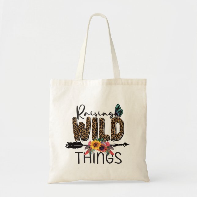 Tote Bag Fleurs Empreintes de léopard de lever des choses s (Devant)