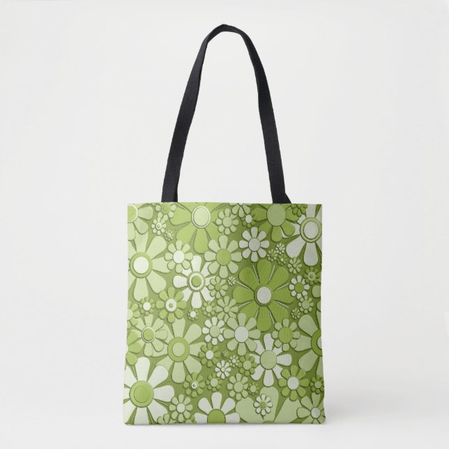 Tote Bag Fleurs en plastique Retro 60s les années 70 Floral (Devant)