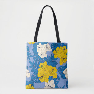 Tote Bag fleurs et feuilles d'Hibiscus