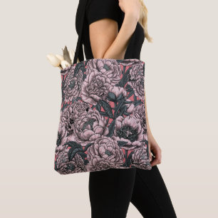 Tote Bag Fleurs et moisissures de pivoines roses
