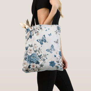 Tote Bag Fleurs et papillons Chinoiserie