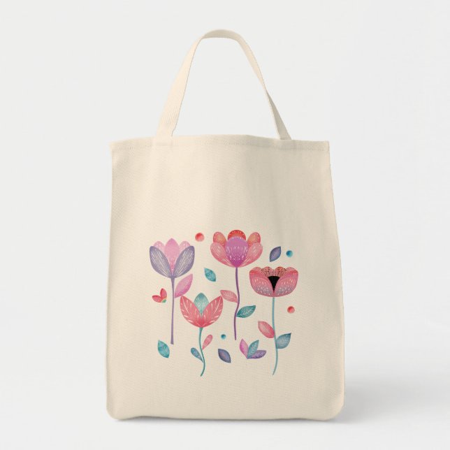 Tote Bag Fleurs Fantaisistes  (Devant)