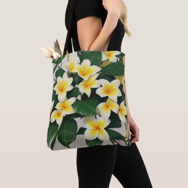 Tote Bag Fleurs Frangipani blanches (De près)