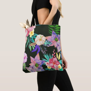 Tote Bag Fleurs hawaïennes tropicales