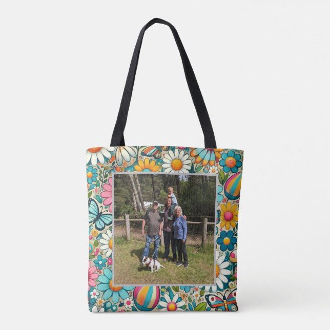 Tote Bag Fleurs Hippie d'image personnalisées (Dos)