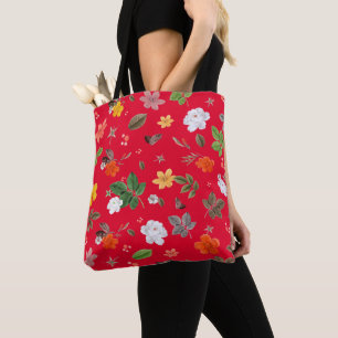 Tote Bag Fleurs jaunes et roses blanches 13