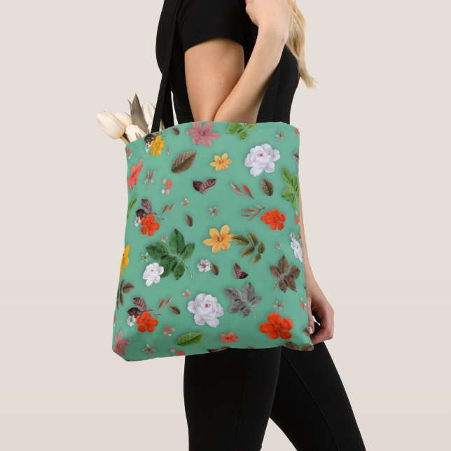 Tote Bag Fleurs jaunes et roses blanches 14 (De près)