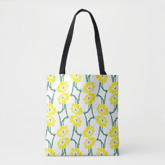 Tote Bag Fleurs Jaunes : Motif sans couture illustré