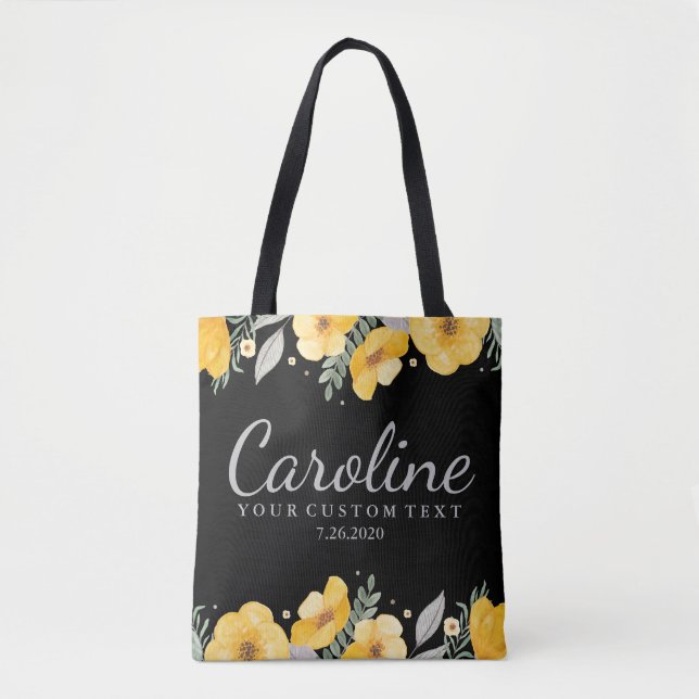 Tote Bag Fleurs jaunes romantiques personnalisées de (Devant)