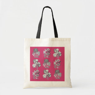 Tote Bag Fleurs monochromes sur cerise arrière - plan