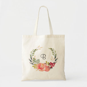 Tote Bag Fleurs orange et rose personnalisées boho